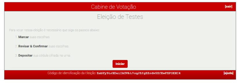 Tela inicial com instruções Tela inicial