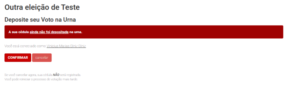 Última chance antes de depositar a cédula na urna Última chance antes de depositar